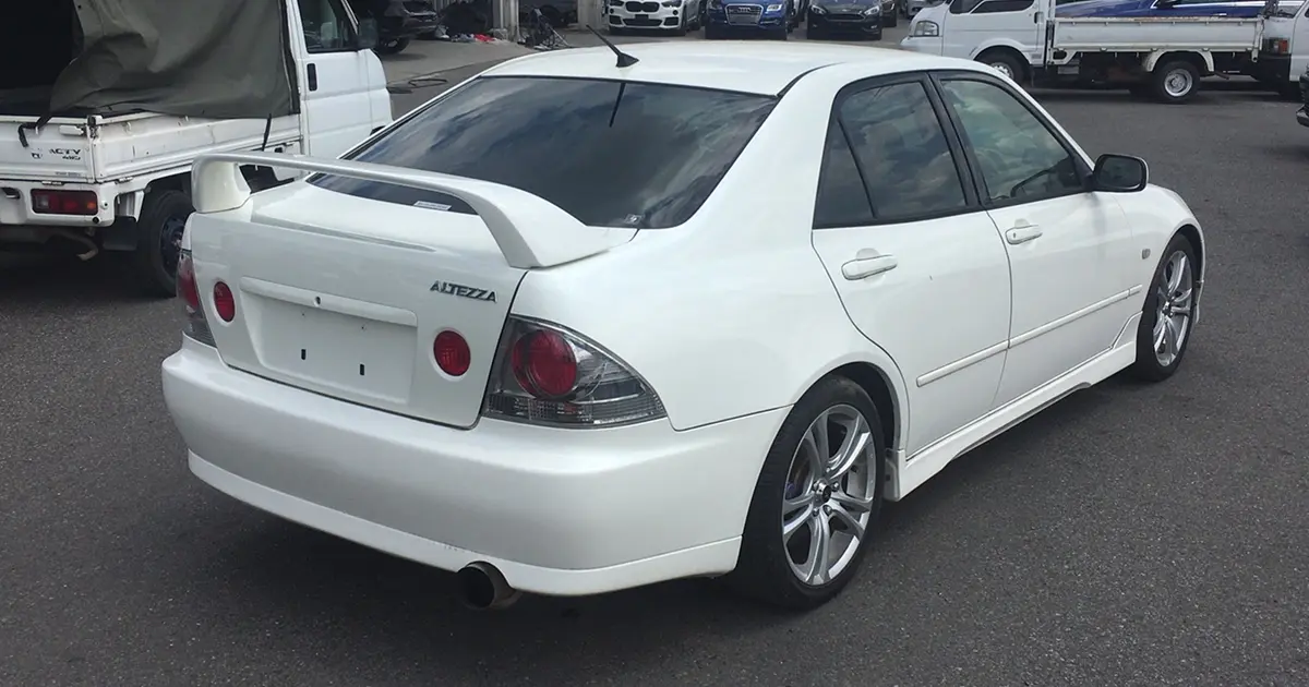 white toyota altezza tail lights and trunk spoiler
